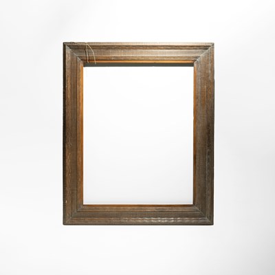 Lot 40 - Rectangular Wooden Frame with Geometric Carved Moulding