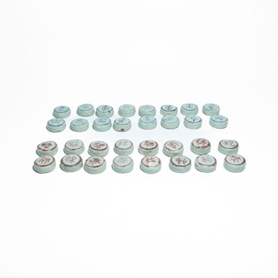 Lot 140 - Antique Xiangqi clay set with porcelain surface
