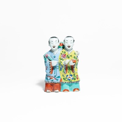 Lot 164 - Chinese porcelain group known as Laughing Boys
