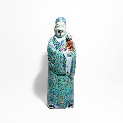 Lot 147 - Chinese porcelain statue representing Lu Xing, one of the deities of the popular Sanxing triad
