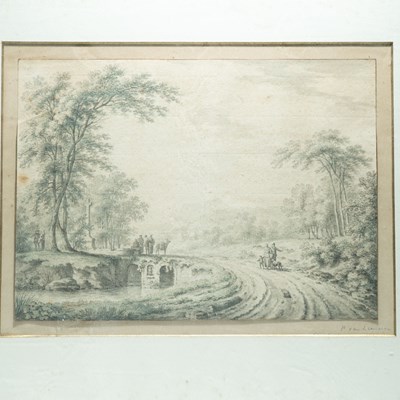 Lot 91 - Drawing of a Landscape with figures