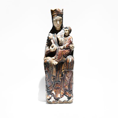 Lot 171 - A wooden and polychromed Virgin in Majesty "Sedes Sapientiae"