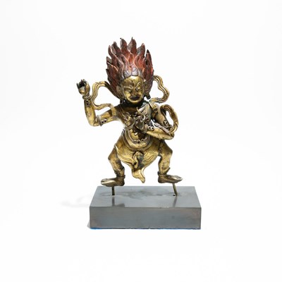 Lot 112 - A gilded copper alloy figure of the Wrathful Deity, Vajrapani