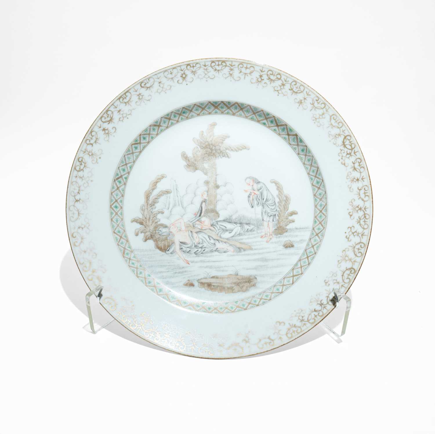 Lot 120 - Chinese Export porcelain plate" Cimon and Iphigenia"