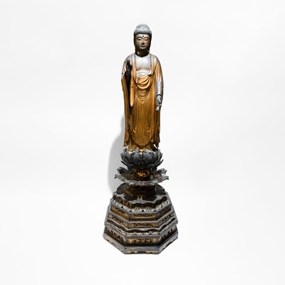 Lot 109 - Statue of Amida Buddha in lacquered and gilded wood
