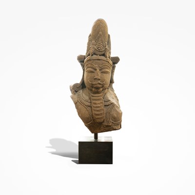 Lot 113 - A head red sandstone sculpture of Vishnu