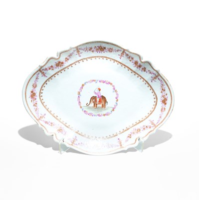 Lot 149 - A Rare Chinese Export Famille Rose "Elephant and Mahout" Platter