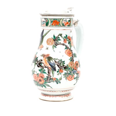 Lot 128 - A 'Famille Verte' Porcelain Ewer With European Silver Plate Mounts