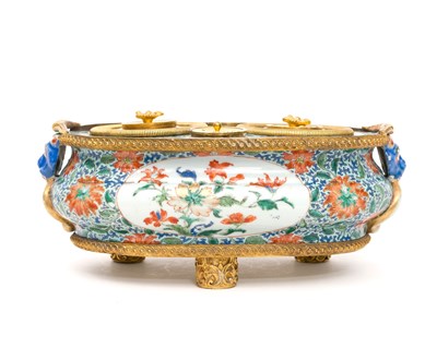 Lot 130 - A 'Famille Verte' Porcelain Inkstand With European Gilt-bronze Mounts