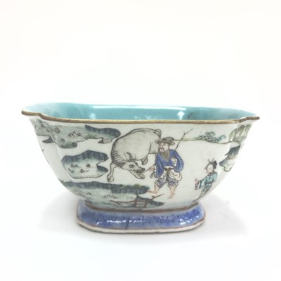 Lot 150 - A Polychrome Enamelled 'Figural' QuadrilateralBowl