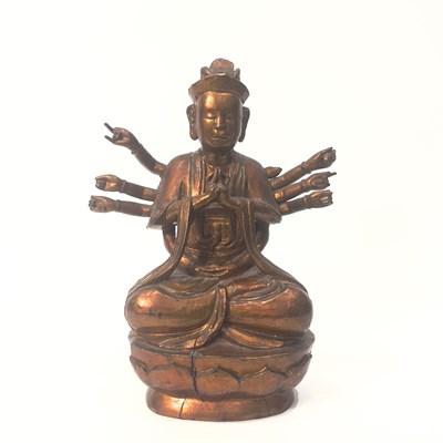 Lot 54 - A Gilt-Lacquer Wood Figure of a Multi-Armed Bodhisattva