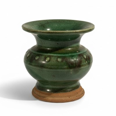 Lot 69 - A Green-Glazed Earthenware Spittoon (Zhadou) Vase