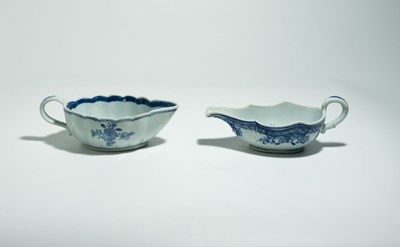 Lot 94 - Two Chinese export porcelain blue and white sauce boats