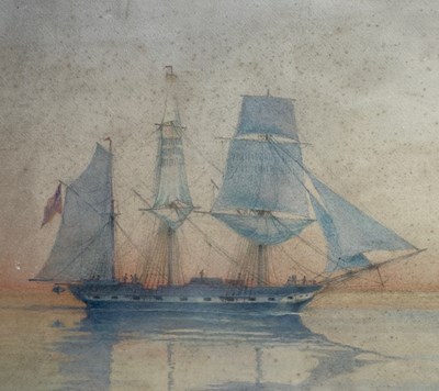 Lot 33 - A watercolor of ships at anchor