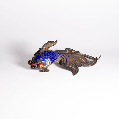 Lot 63 - A Large Articulated Silver-Gilt and Enamel 'Goldfish' Model