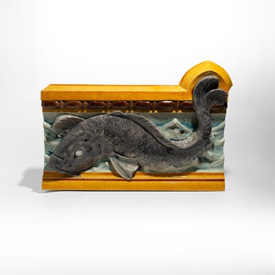 Lot 13 - A ceramic tile featuring a carp, Muller Ivry