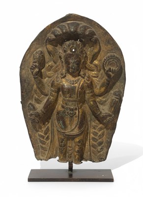 Lot 66 - A Gilt-Copper Stele of a Multi-Armed Deity