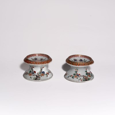 Lot 77 - A Rare Pair of 'Famille Verte' Salt Cellars