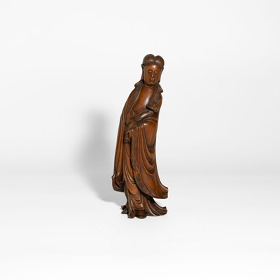 Lot 73 - A Finely Carved Boxwood Figure of a Standing Lady