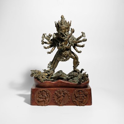 Lot 71 - A Cast Gilt Bronze Group of a Wrathful Deity in Union (Yab-Yum)